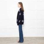 Sergio Tacchini Navy Cucire Logo Printed Cardigan