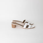 Hermes Oasis White Nude Block Heel Sandals