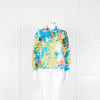 Sezane Blue Yellow Paradise Print Cotton Shirt