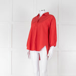 Marc Cain Red Cotton 3/4 Sleeve Tunic Shirt