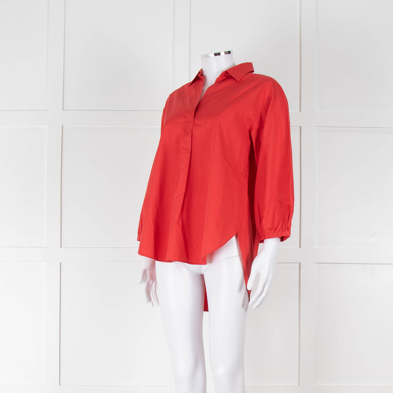 Marc Cain Red Cotton 3/4 Sleeve Tunic Shirt