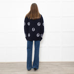 Sergio Tacchini Navy Cucire Logo Printed Cardigan