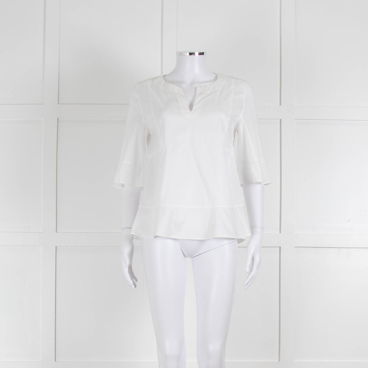 Strenesse White Cotton Wide Sleeve Tunic Top