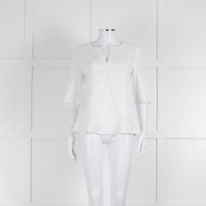 Strenesse White Cotton Wide Sleeve Tunic Top