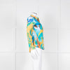 Sezane Blue Yellow Paradise Print Cotton Shirt