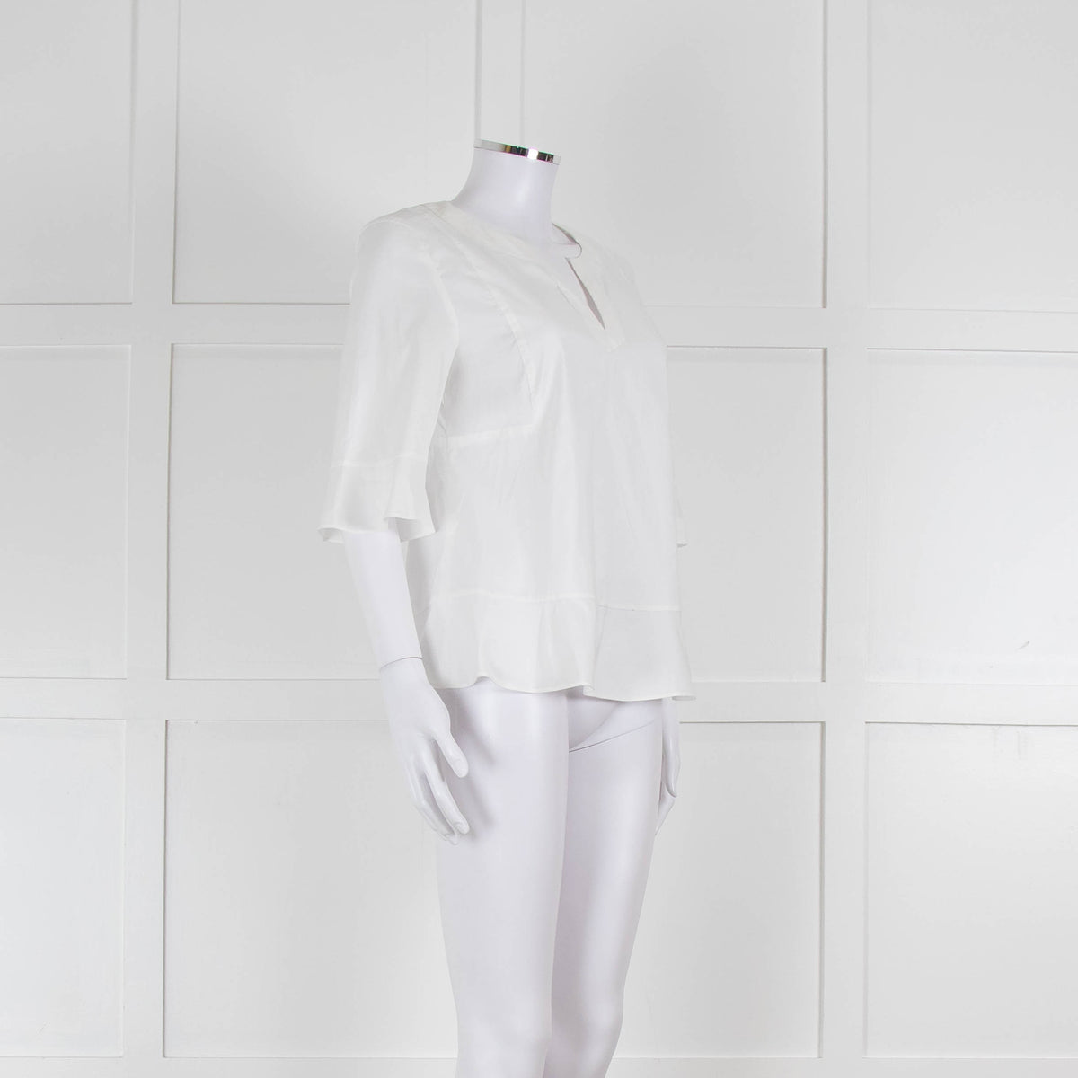 Strenesse White Cotton Wide Sleeve Tunic Top