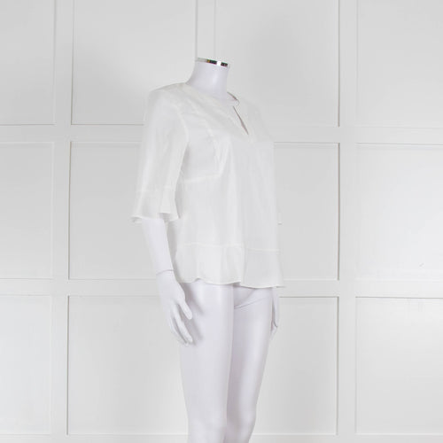 Strenesse White Cotton Wide Sleeve Tunic Top