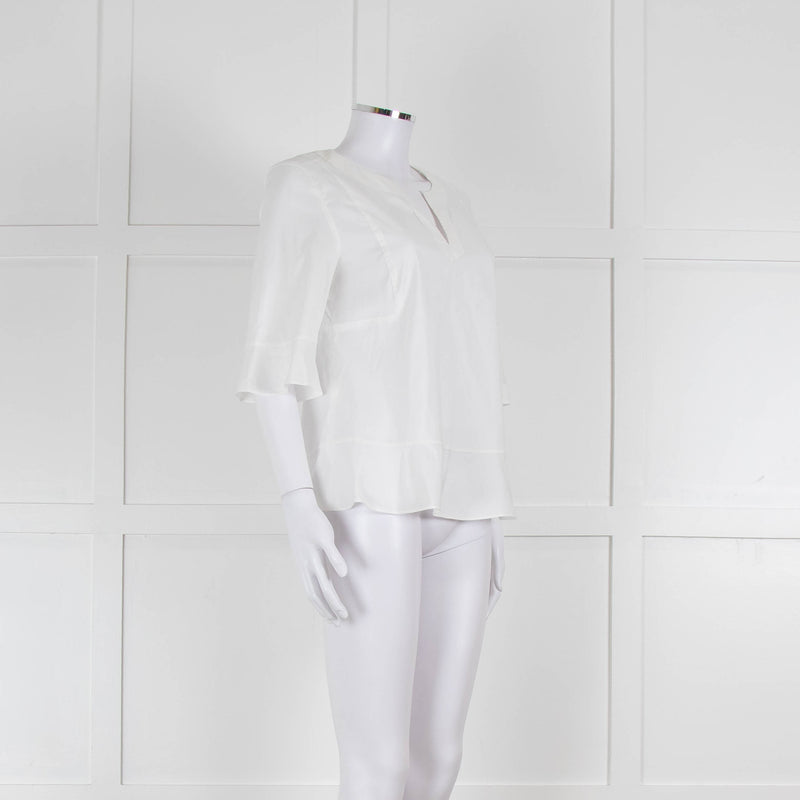 Strenesse White Cotton Wide Sleeve Tunic Top