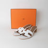 Hermes Oasis White Nude Block Heel Sandals