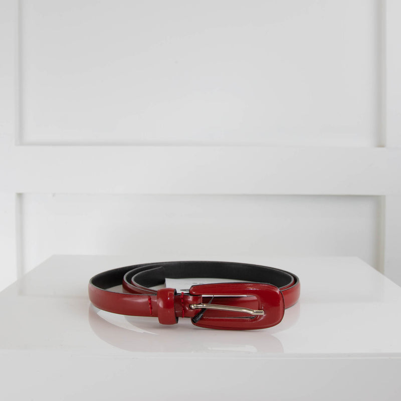 Max Mara Red Patent Thin Belt
