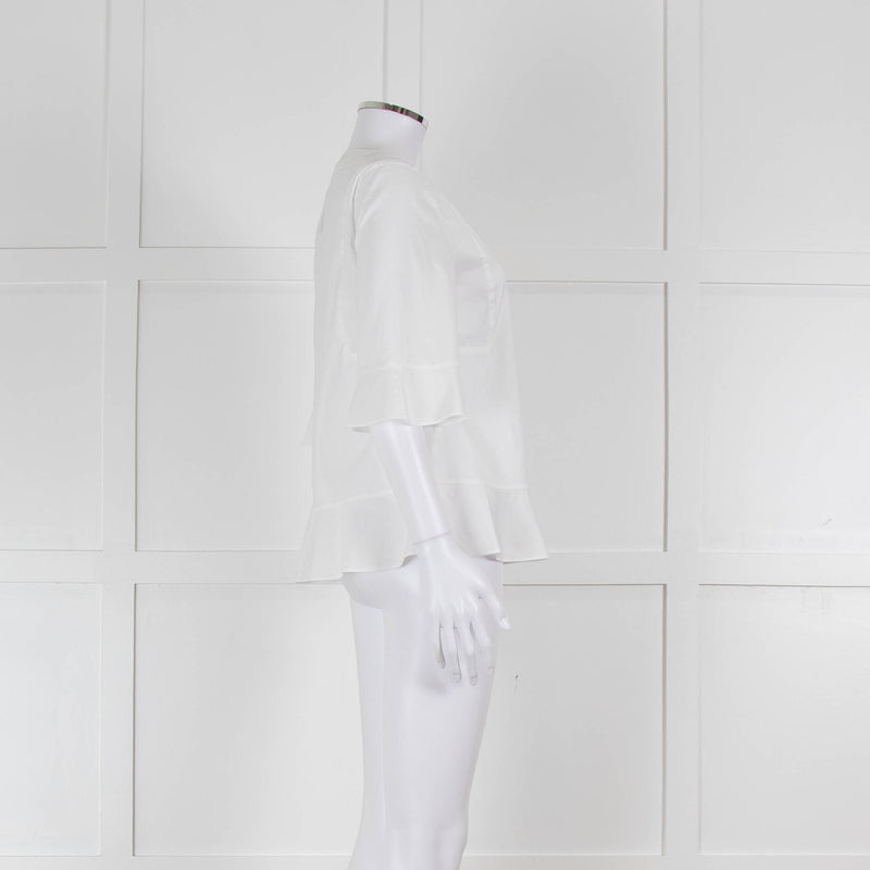 Strenesse White Cotton Wide Sleeve Tunic Top