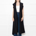 Harris Wharf London Black Cotton Sleeveless Wool Coat