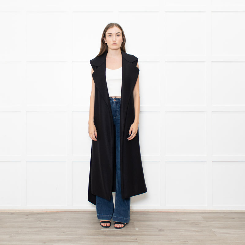 Harris Wharf London Black Cotton Sleeveless Wool Coat