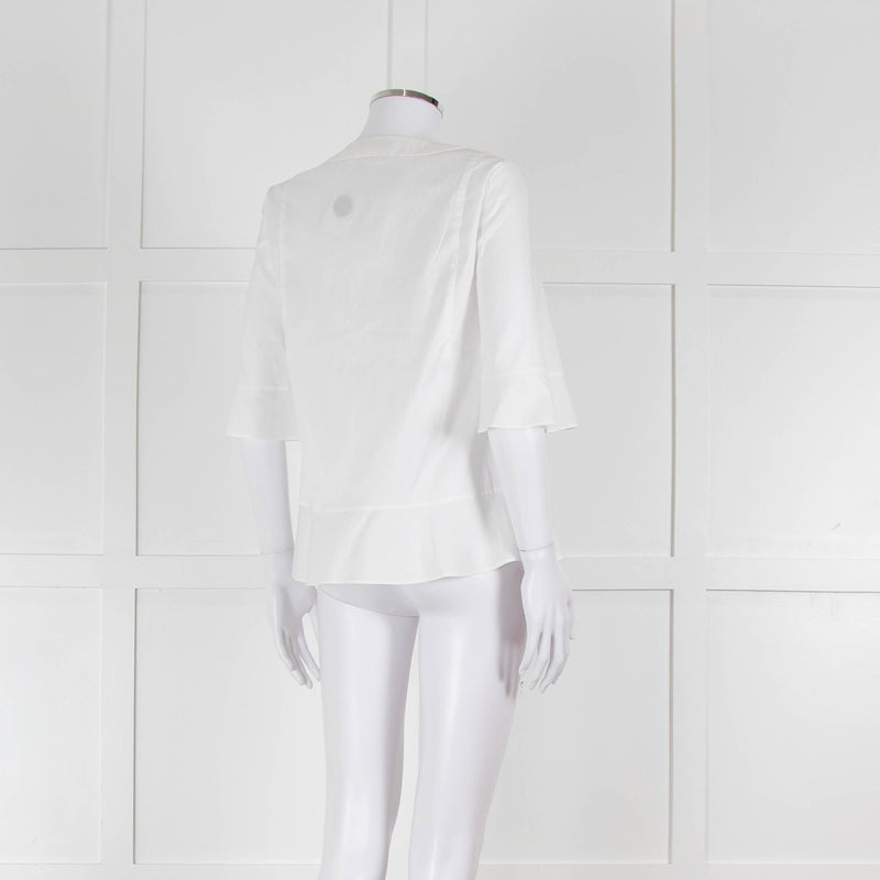 Strenesse White Cotton Wide Sleeve Tunic Top