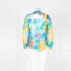 Sezane Blue Yellow Paradise Print Cotton Shirt