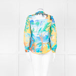 Sezane Blue Yellow Paradise Print Cotton Shirt