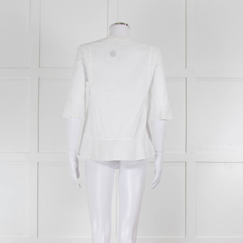 Strenesse White Cotton Wide Sleeve Tunic Top