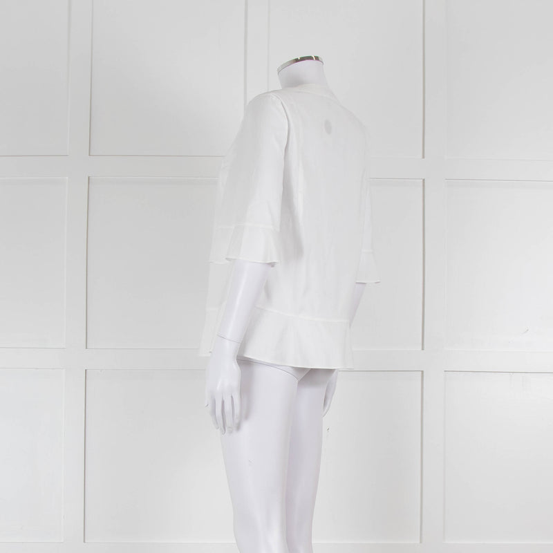 Strenesse White Cotton Wide Sleeve Tunic Top