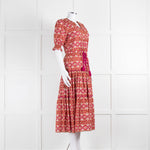 Lexy London Tan Pink Cotton Tiered Short Sleeve Dress