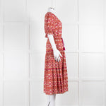 Lexy London Tan Pink Cotton Tiered Short Sleeve Dress