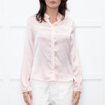 Ridley Peach Silk Satin Collarless Blouse