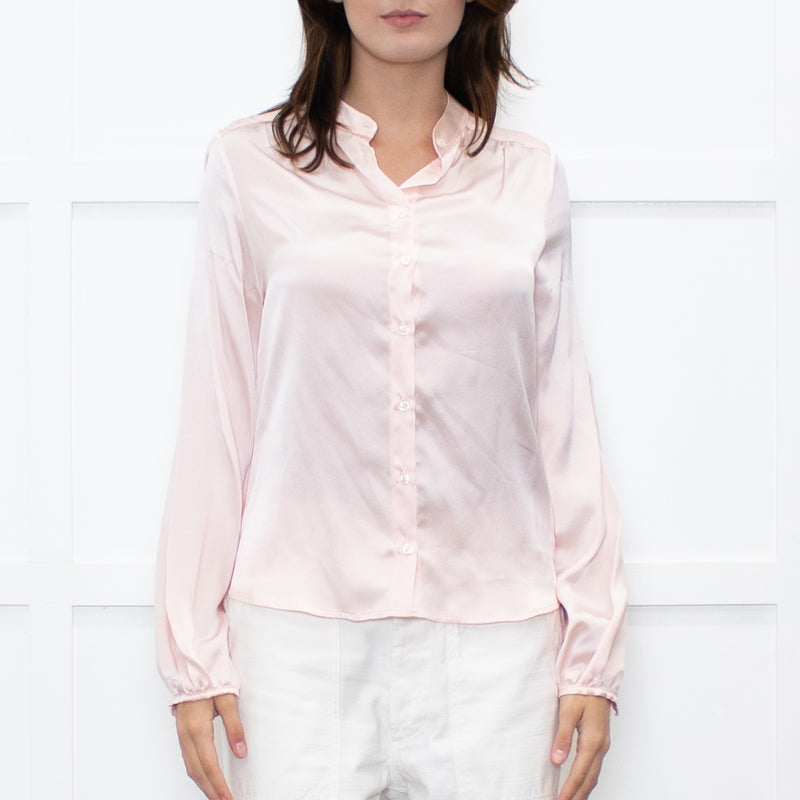 Ridley Peach Silk Satin Collarless Blouse