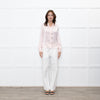 Ridley Peach Silk Satin Collarless Blouse