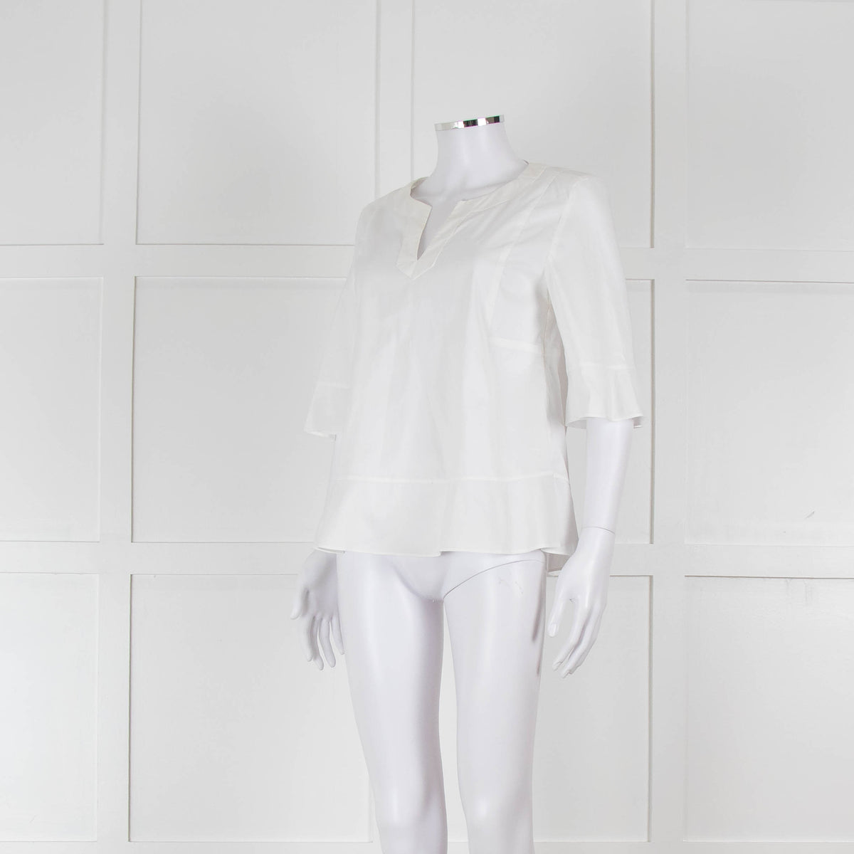Strenesse White Cotton Wide Sleeve Tunic Top