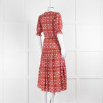 Lexy London Tan Pink Cotton Tiered Short Sleeve Dress