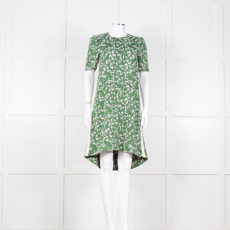 Me + Em Green Cream Floral Side Strap Tunic Dress