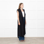 Harris Wharf London Black Cotton Sleeveless Wool Coat