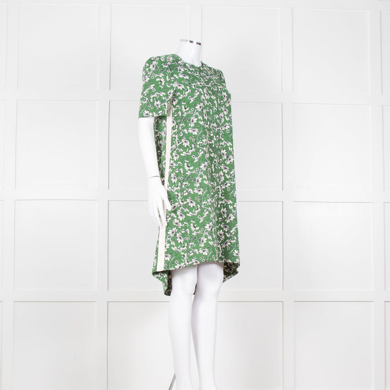 Me + Em Green Cream Floral Side Strap Tunic Dress