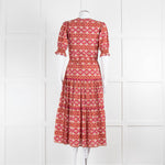 Lexy London Tan Pink Cotton Tiered Short Sleeve Dress