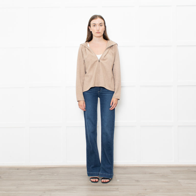 Falke Camel Cashmere Zip Up Hood Top