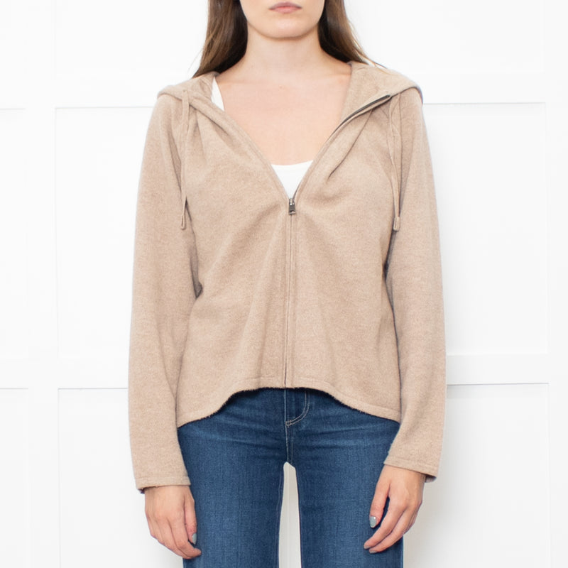 Falke Camel Cashmere Zip Up Hood Top