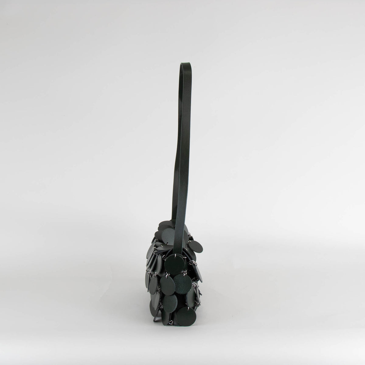 Paco Rabanne Green Leather Sphere Disc Embellished Shoulder Bag