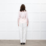 Ridley Peach Silk Satin Collarless Blouse