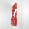 Lexy London Tan Pink Cotton Tiered Short Sleeve Dress
