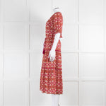 Lexy London Tan Pink Cotton Tiered Short Sleeve Dress