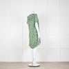Me + Em Green Cream Floral Side Strap Tunic Dress