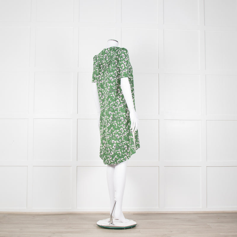 Me + Em Green Cream Floral Side Strap Tunic Dress