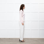 Ridley Peach Silk Satin Collarless Blouse