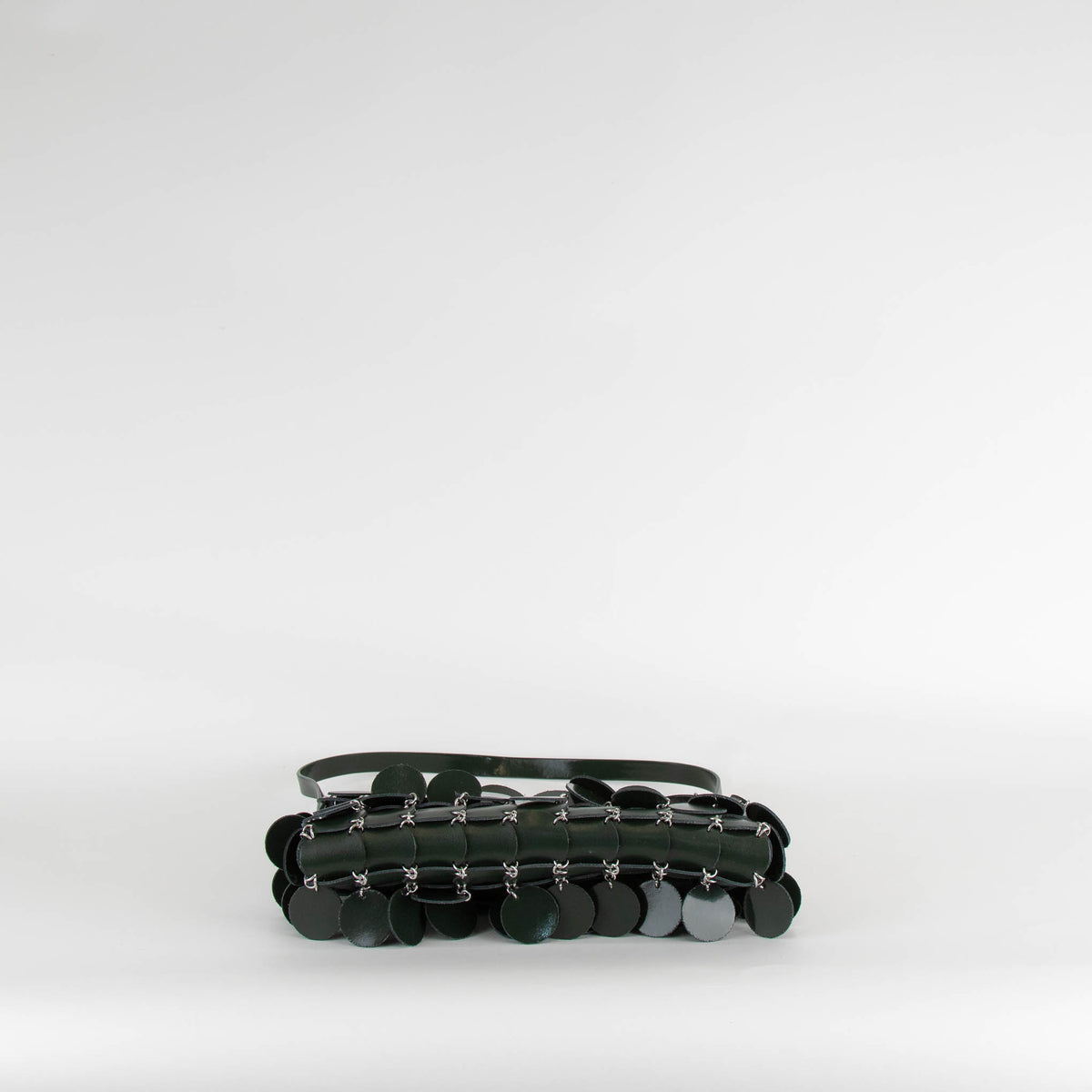 Paco Rabanne Green Leather Sphere Disc Embellished Shoulder Bag