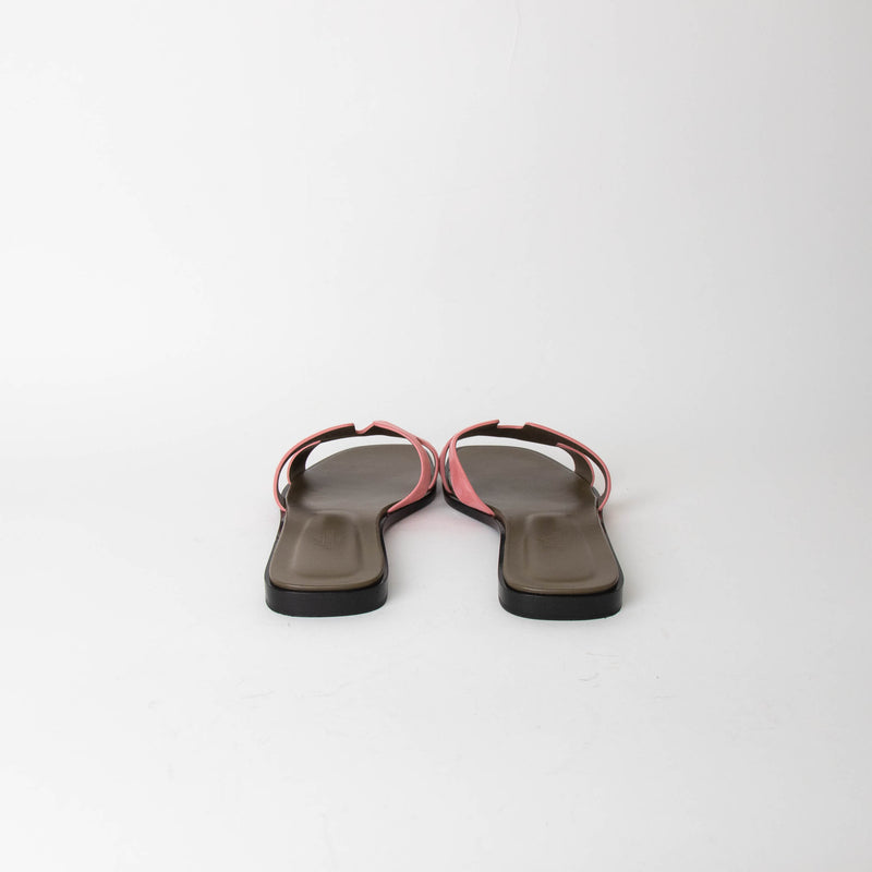 Hermes Rose Suede Oran Sandals