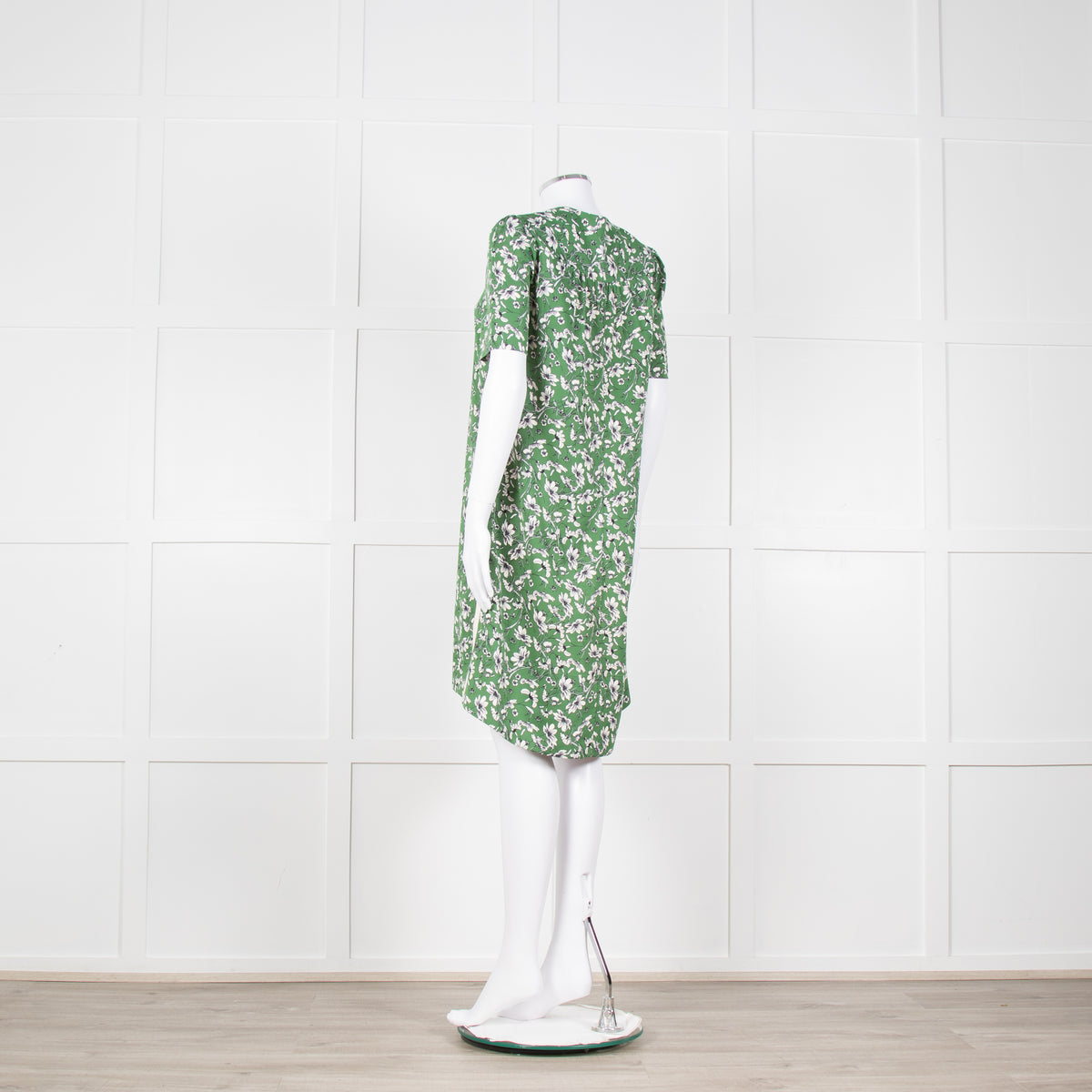 Me + Em Green Cream Floral Side Strap Tunic Dress