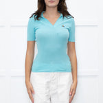 Vivienne Westwood Turquoise Collared Short Sleeve Knit