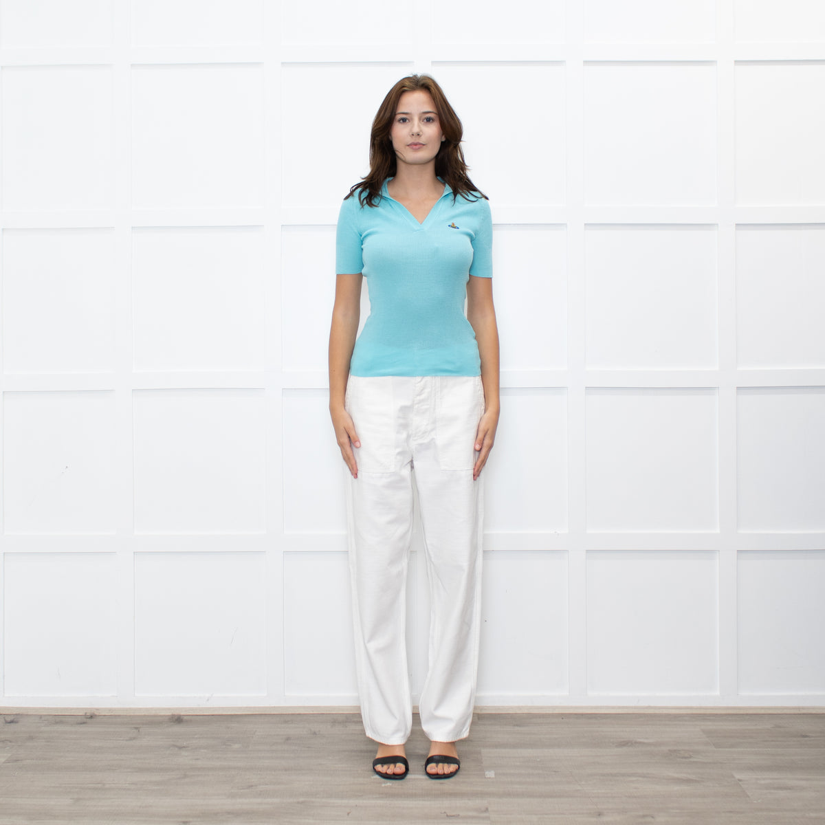 Vivienne Westwood Turquoise Collared Short Sleeve Knit