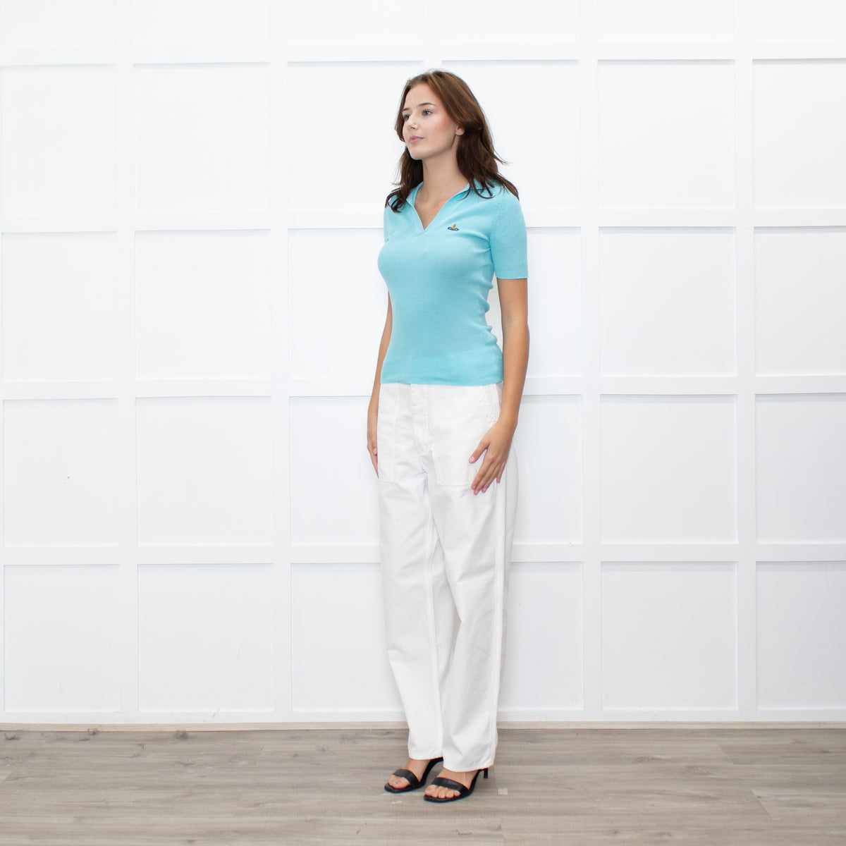 Vivienne Westwood Turquoise Collared Short Sleeve Knit
