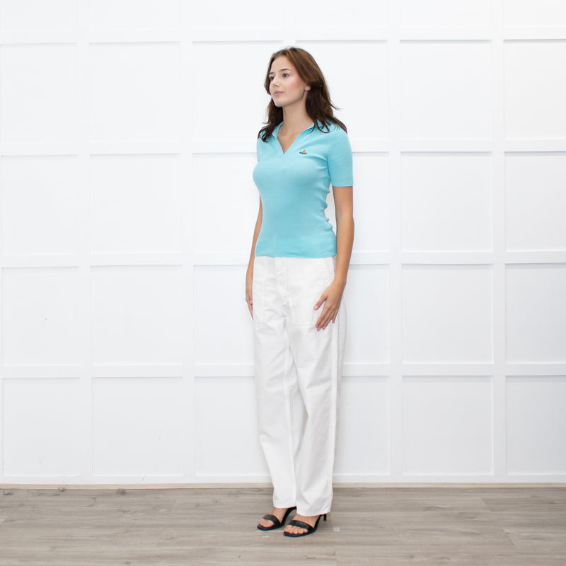 Vivienne Westwood Turquoise Collared Short Sleeve Knit