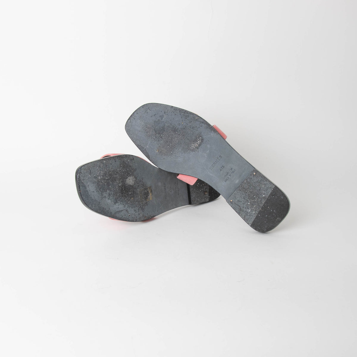 Hermes Rose Suede Oran Sandals
